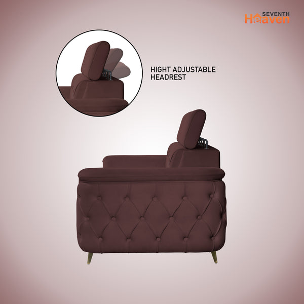 Rome 1 Seater Sofa- ( Plush Suede Fabric- Brown )