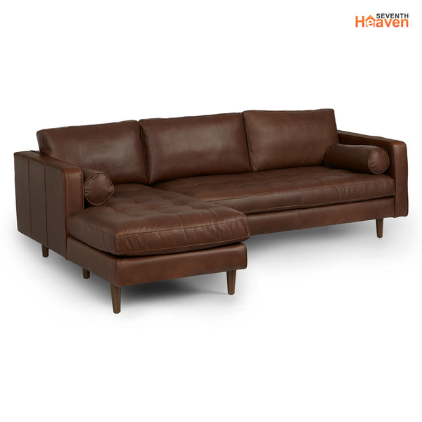 Vienna 6 Seater Sofa Right Corner - ( Leatherette Fabric - Brown )