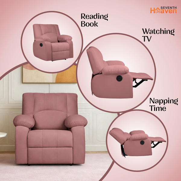 Phoenix Icon 1 Seater Motorise Recliner – ( DIY-Friendly, Plush Suede - Peach )
