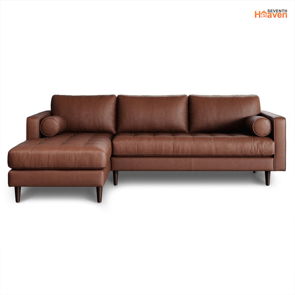 Vienna 6 Seater Sofa Left Corner - ( Leatherette Fabric - Taos Brown )