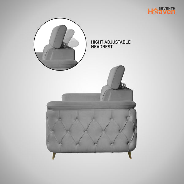 Rome 1 Seater Sofa- ( Plush Suede Fabric- Grey )