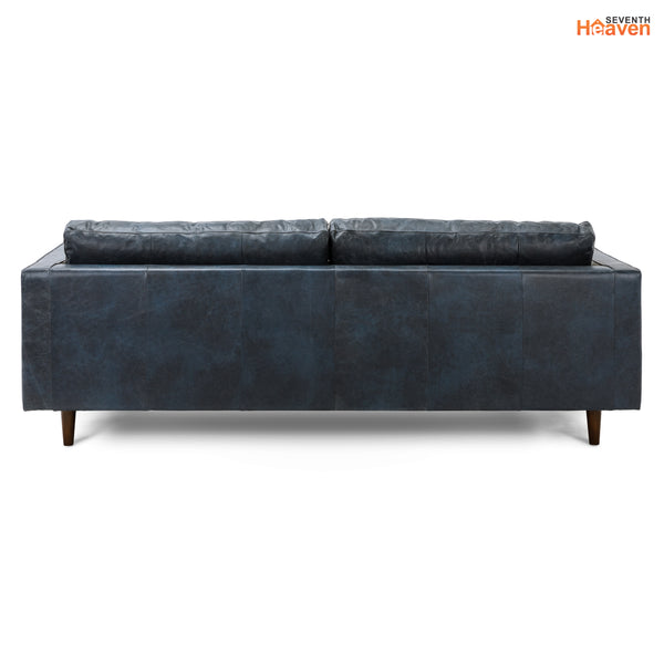 Vienna 3 Seater Sofa- ( Leatherette Fabric - Blue )