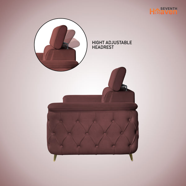 Rome 2 Seater Sofa- ( Plush Suede Fabric- Brown )