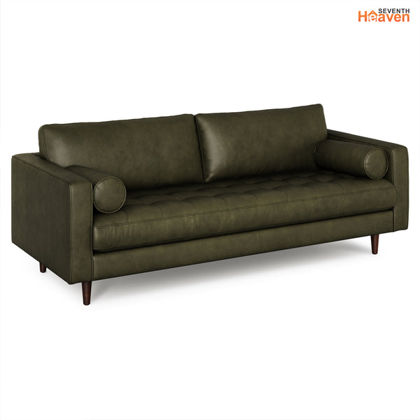 Vienna 3 Seater Sofa- ( Leatherette Fabric - Green )