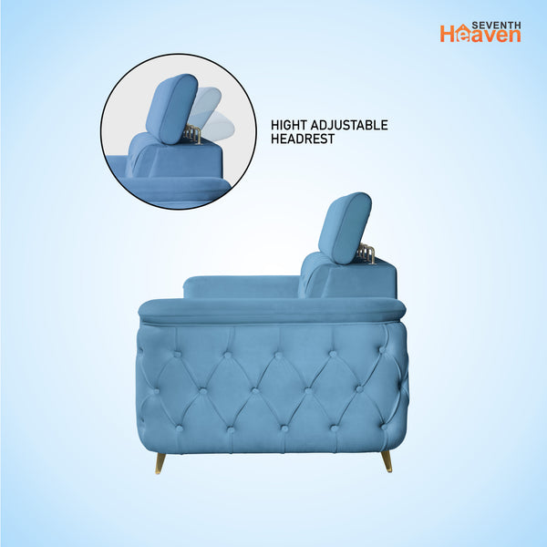 Rome 3 Seater Sofa- ( Plush Suede Fabric-Sky Blue )