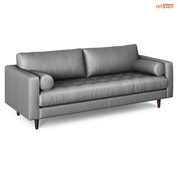 Vienna 3 Seater Sofa- ( Leatherette Fabric - Grey )