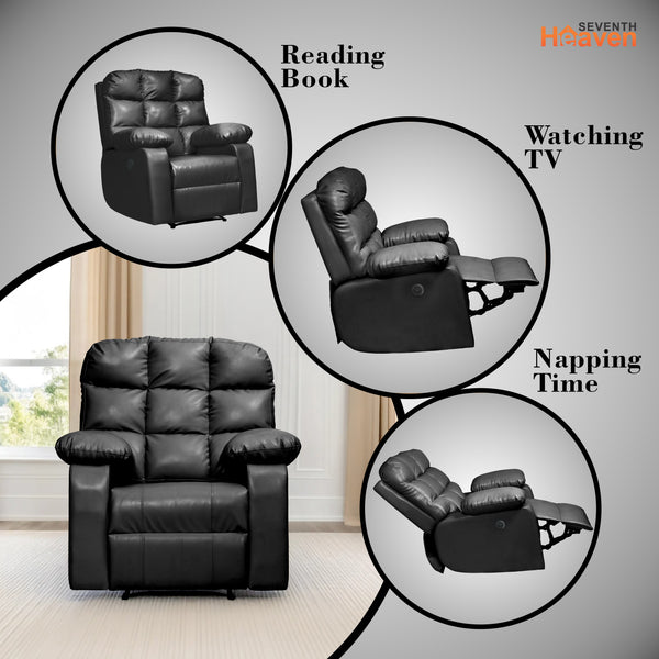Lumina 1 Seater Motorised Recliner – ( Spacious, Luxurious & DIY-Friendly - Black )