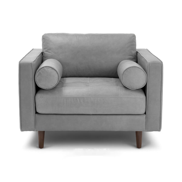 Vienna 1 Seater Sofa- ( Leatherette Fabric - Grey )