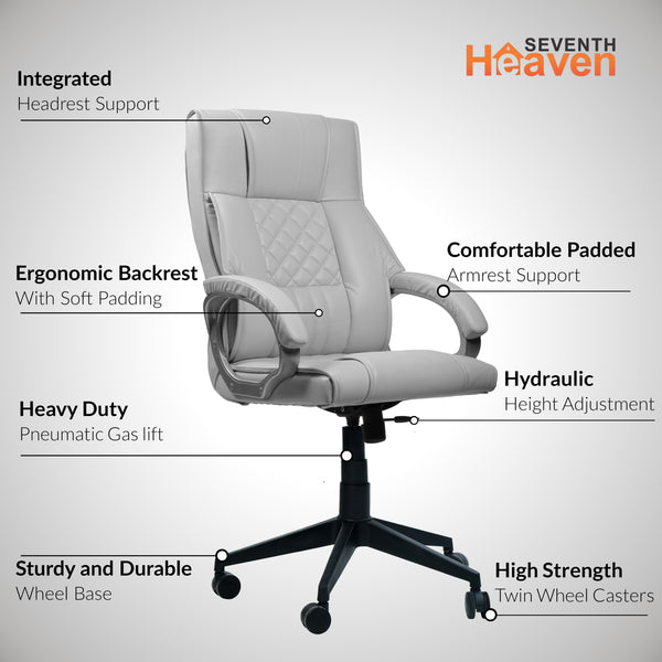 Magnum Mid-Back Office Chair – Ergonomic, Durable & Versatile (Leatherett - Grey)