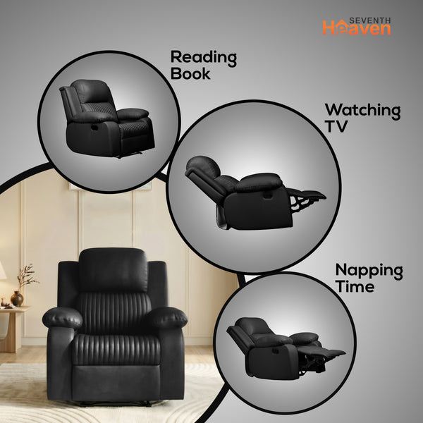 Miami 1 Seater Recliner – ( Spacious, Luxurious & DIY-Friendly- Black )
