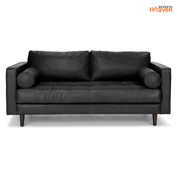 Vienna 2 Seater Sofa- ( Leatherette Fabric - Black )