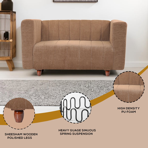 Tokyo 2 Seater Sofa- ( Premium Molfino Fabric- Beige )