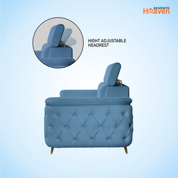 Rome 1 Seater Sofa- ( Plush Suede Fabric- Sky Blue )