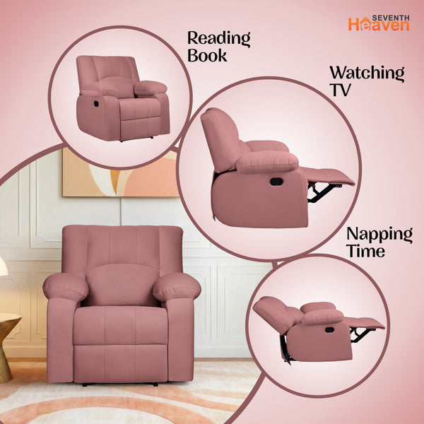 Phoenix Icon 1 Seater Recliner – ( Spacious, Luxurious & DIY-Friendly, Plush Suede - Peach )