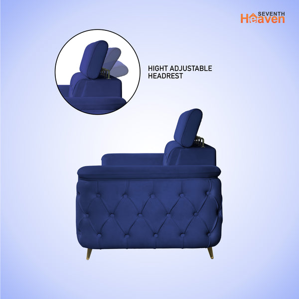 Rome 1 Seater Sofa- ( Plush Suede Fabric- Blue )