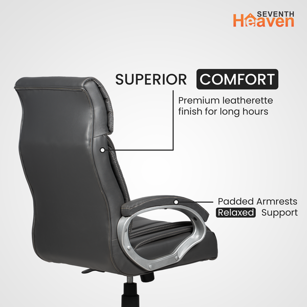 Elite High-Back Office Chair – Ergonomic, Durable & Versatile (Leatherett - Grey)