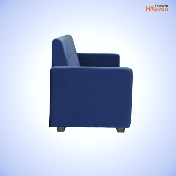 London 1 Seater Sofa- ( Plush Suede Fabric- Blue )