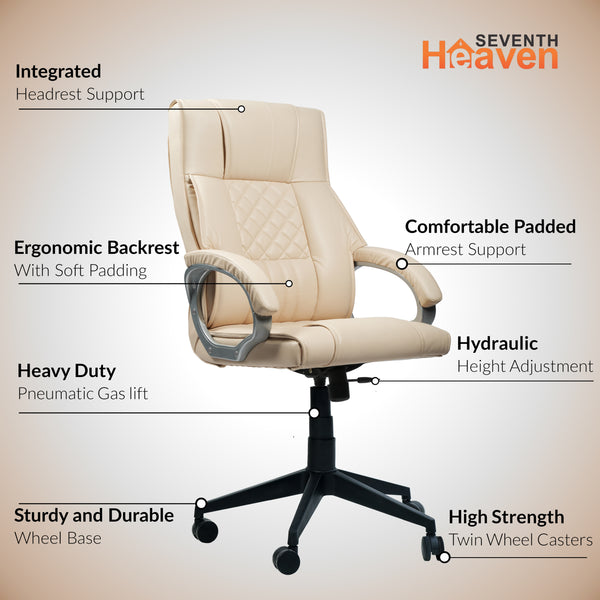 Magnum Mid-Back Office Chair – Ergonomic, Durable & Versatile (Leatherett - Beige)