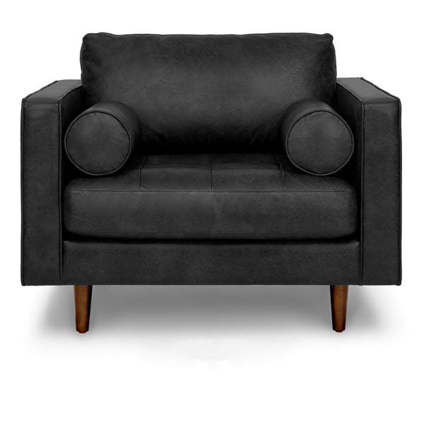 Vienna 1 Seater Sofa- ( Leatherette Fabric - Black )