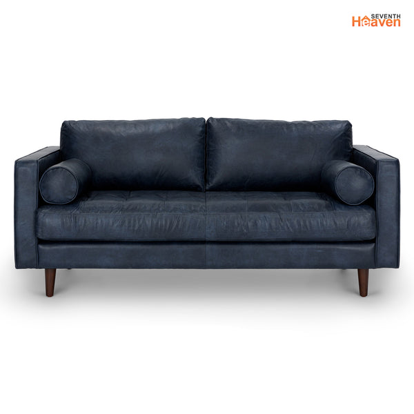 Vienna 2 Seater Sofa- ( Leatherette Fabric - Blue )