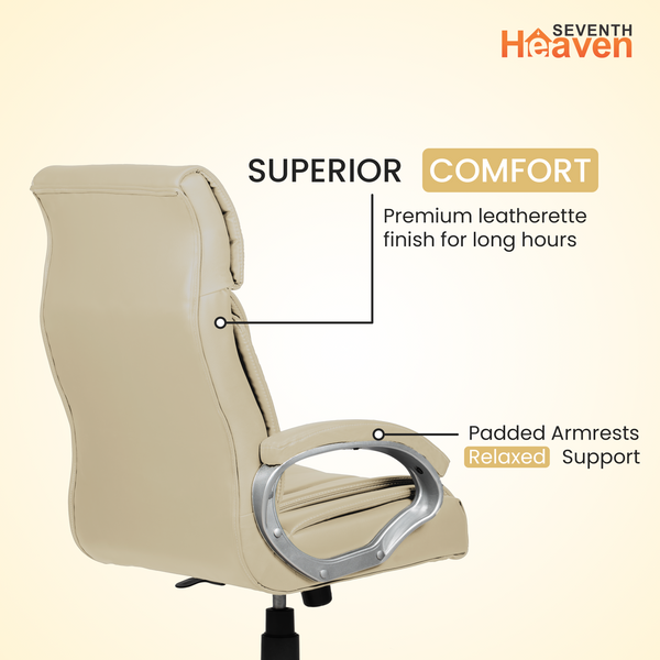 Elite High-Back Office Chair – Ergonomic, Durable & Versatile (Leatherett - Beige)