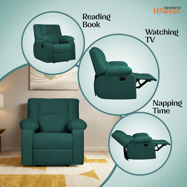 Phoenix Icon 1 Seater Recliner – ( Spacious, Luxurious & DIY-Friendly, Plush Suede - Green )
