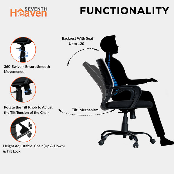 Blaze Mid-Back Office Chair – Ergonomic, Durable & Versatile (Grey)