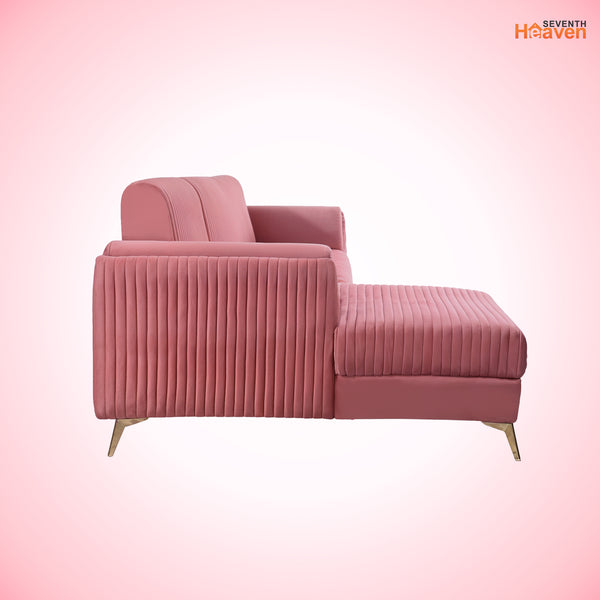 Venice 6 Seater Sofa Left Corner - ( Plush Suede Fabric - Peach )