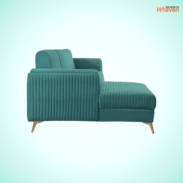 Venice 6 Seater Sofa Left Corner - ( Plush Suede Fabric - Teal )