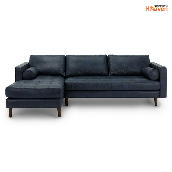 Vienna 6 Seater Sofa Right Corner - ( Leatherette Fabric - Blue )