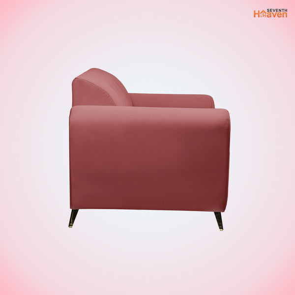 Milan Icon (3+1+1) Seater Sofa- ( Plush Suede Fabric - Peach )