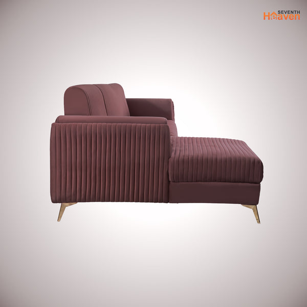 Venice 6 Seater Sofa Left Corner - ( Plush Suede Fabric - Brown )