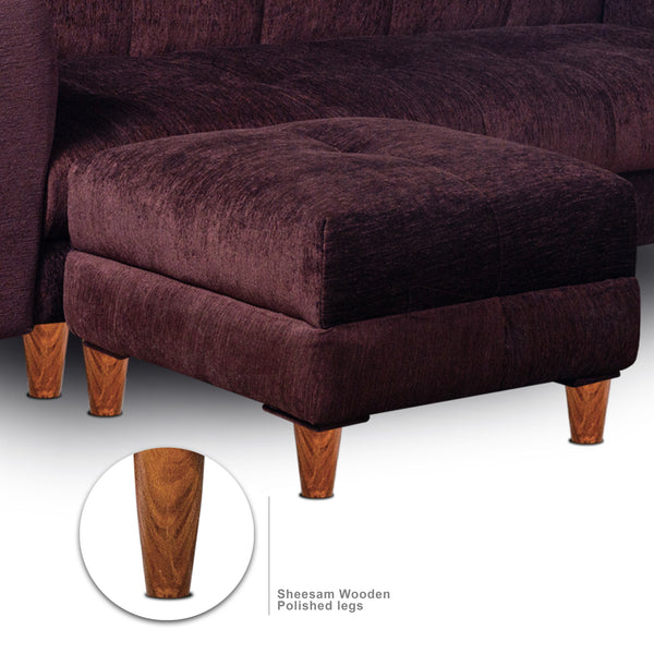 Milan 5 Seater with 2 Ottoman- ( Premium Molfino Fabric- Brown )