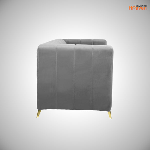 Tokyo Icon 1 Seater Sofa- ( Plush Suede Fabric- Grey )