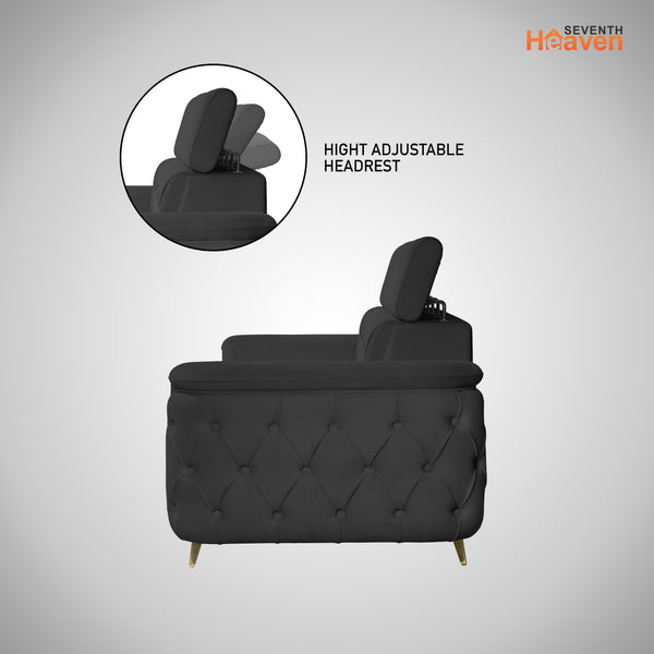 Rome 3 Seater Sofa- ( Plush Suede Fabric-Black )