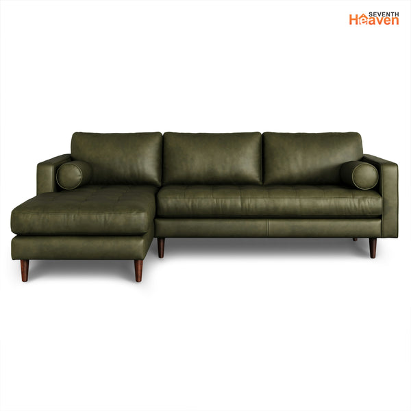 Vienna 6 Seater Sofa Left Corner - ( Leatherette Fabric - Green )