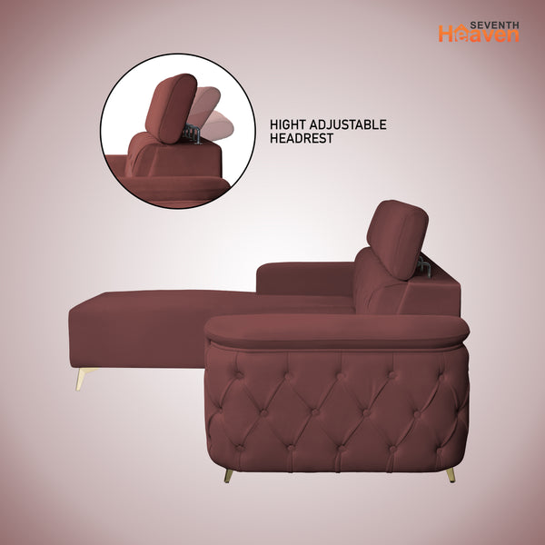 Rome 6 Seater Sofa Set Left Corner- ( Plush Suede - Brown)