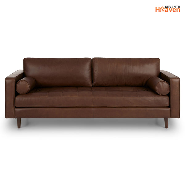 Vienna 3 Seater Sofa- ( Leatherette Fabric - Brown )