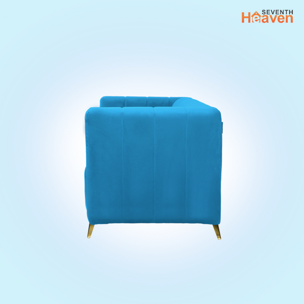 Tokyo Icon 3 Seater Sofa- ( Plush Suede Fabric- Sky Blue )