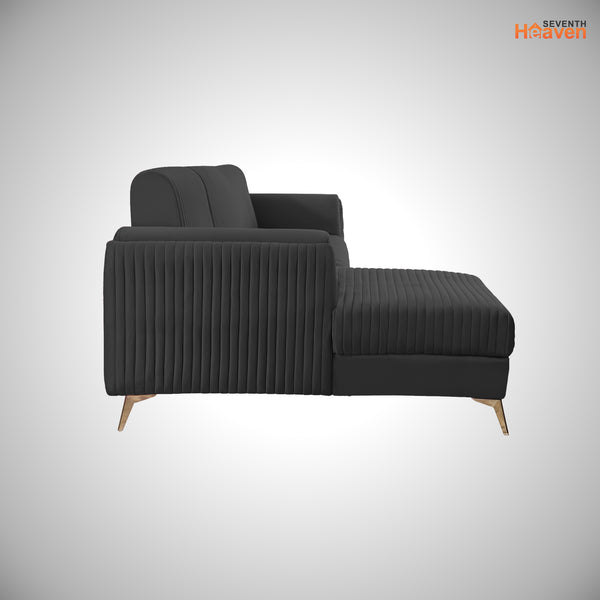 Venice 6 Seater Sofa Left Corner - ( Plush Suede Fabric - Black )