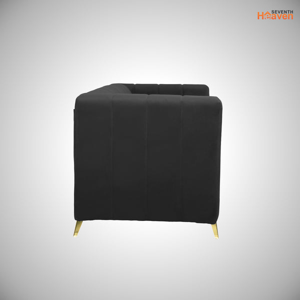 Tokyo Icon 3 Seater Sofa- ( Plush Suede Fabric- Black )