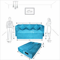 cover of blue jute fabric flipperx sofa cum bed