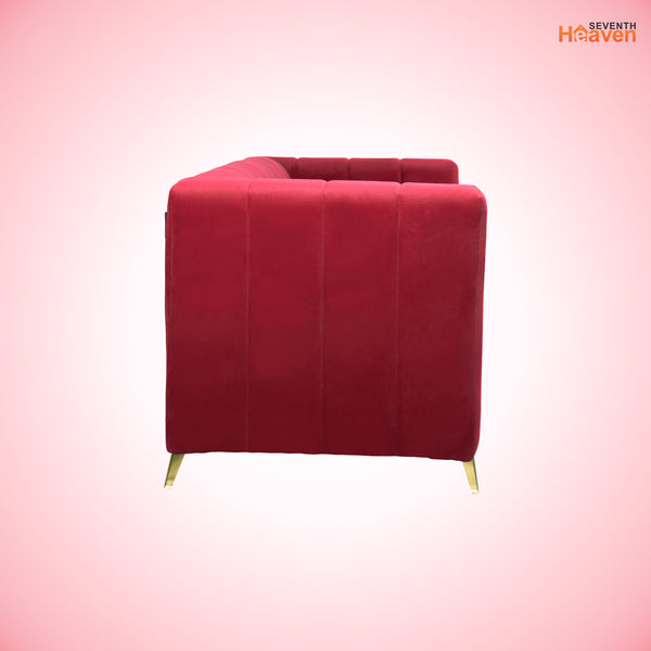 Tokyo Icon 3 Seater Sofa- ( Plush Suede Fabric- Maroon )
