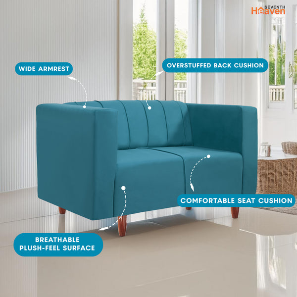 Sydney 2 Seater Sofa- ( Plush Suede Fabric- Sky Blue )