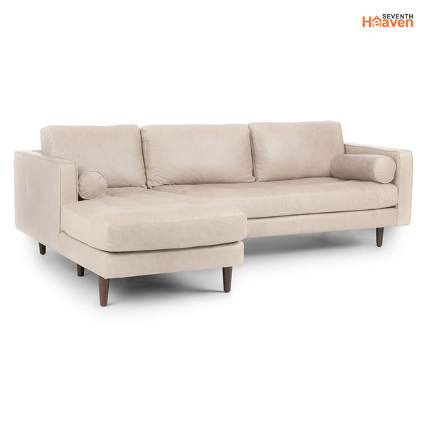 Vienna 6 Seater Sofa Left Corner - ( Leatherette Fabric - Beige )
