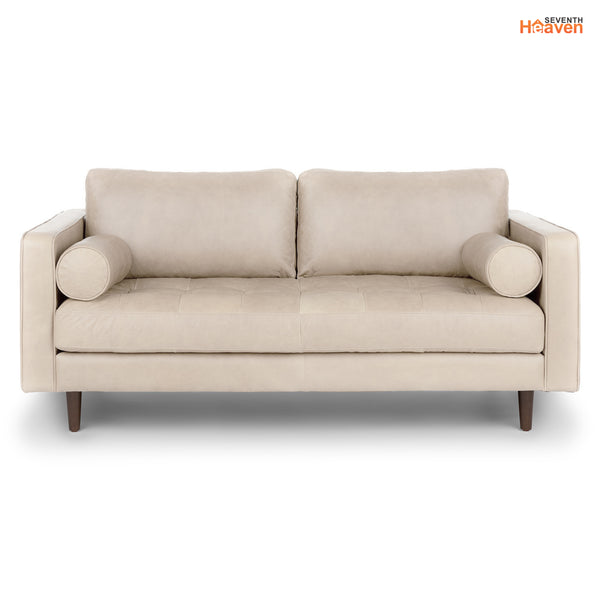 Vienna 2 Seater Sofa- ( Leatherette Fabric - Beige )