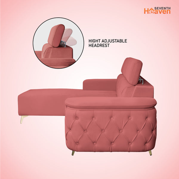 Rome 6 Seater Sofa Set Left Corner- ( Plush Suede - Peach )