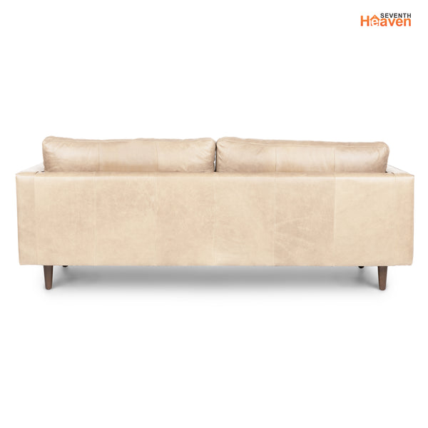 Vienna 3 Seater Sofa- ( Leatherette Fabric - Beige )