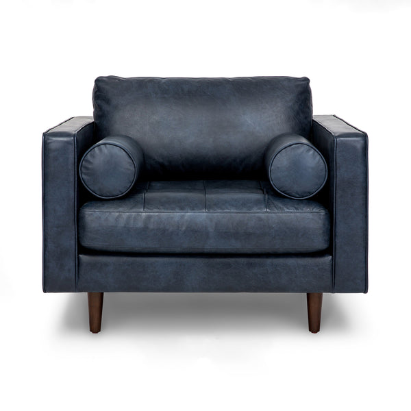 Vienna 1 Seater Sofa- ( Leatherette Fabric - Blue )
