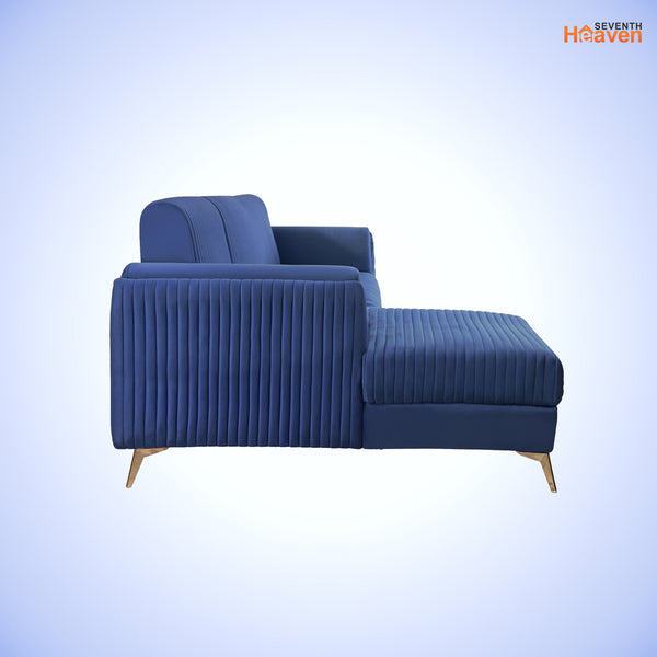 Venice 6 Seater Sofa Left Corner - ( Plush Suede Fabric - Blue )